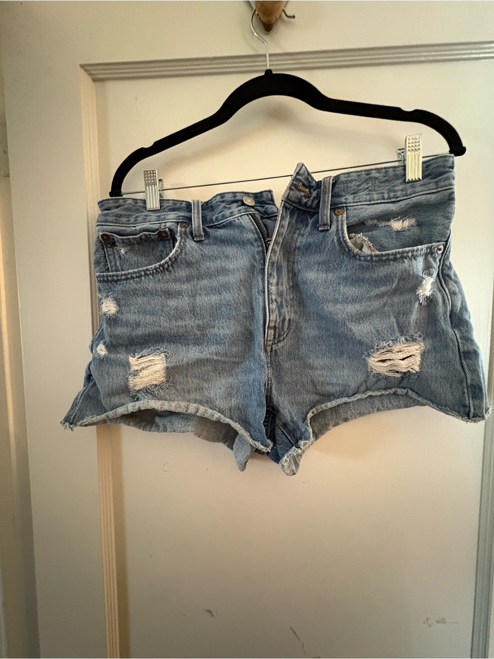 Madewell Light Blue Distressed Denim Cutoff Shorts